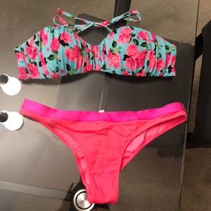 Pink flowered bikini